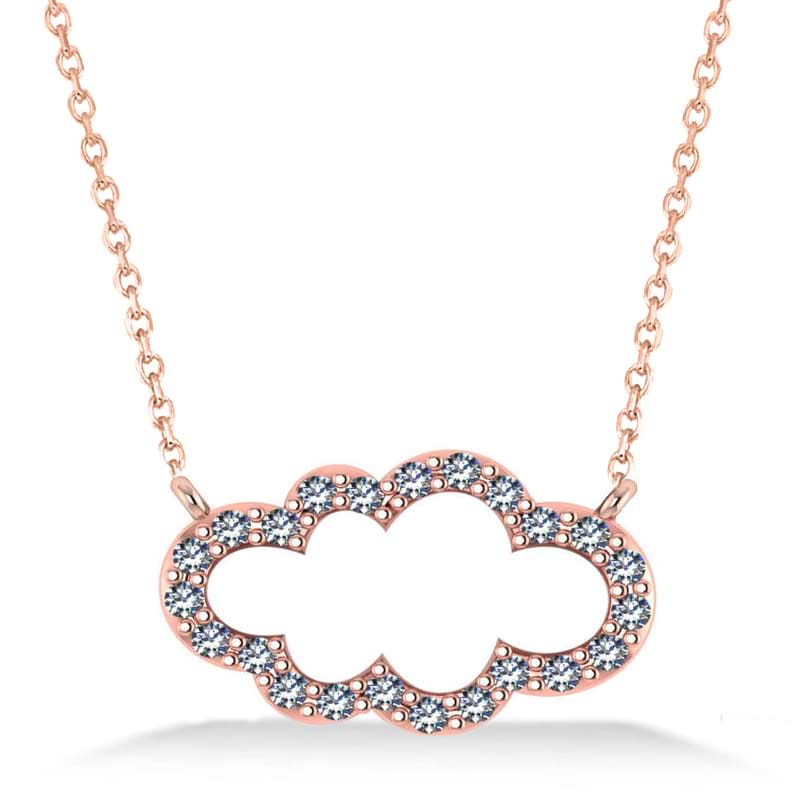 Cloud Outline Diamond Pendant Necklace 14k Rose Gold (0.23ct)