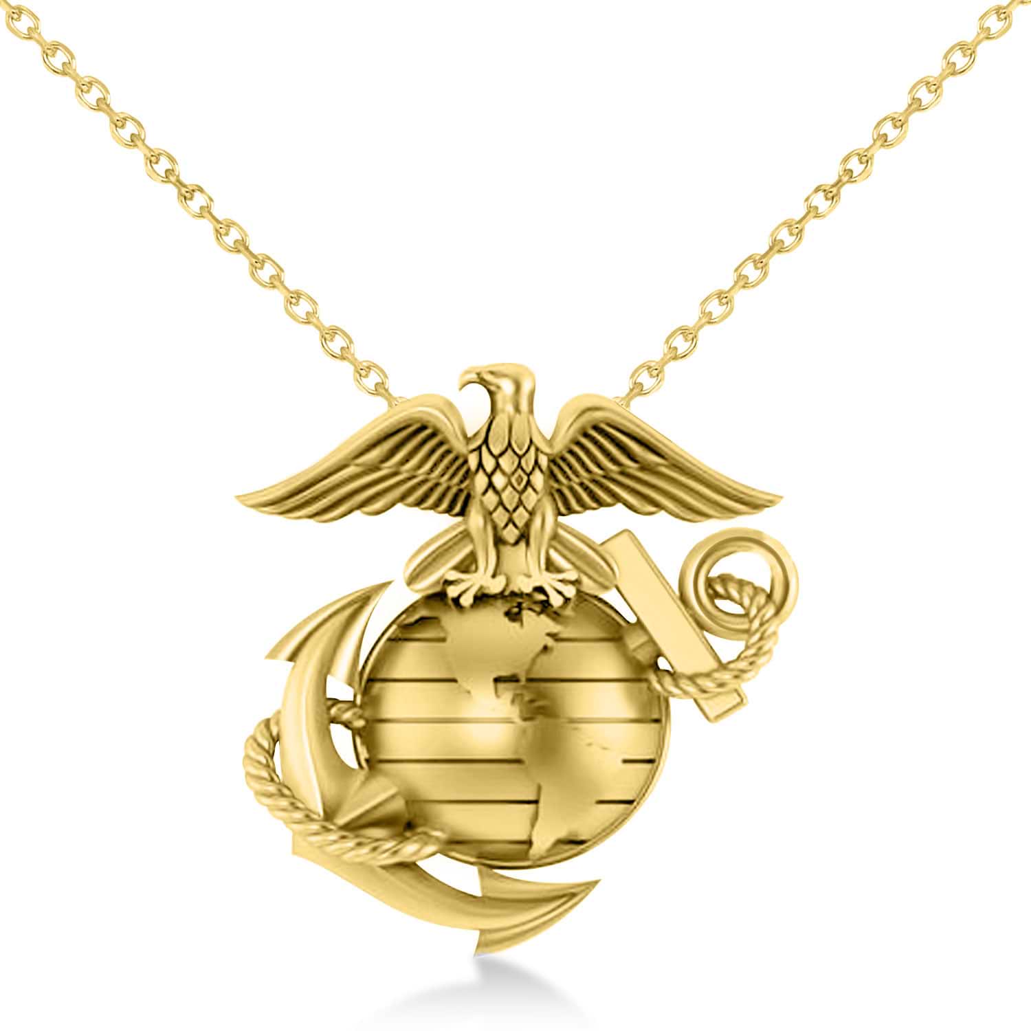 United States Marine Corps Badge Men's Pendant 14k Yellow Gold
