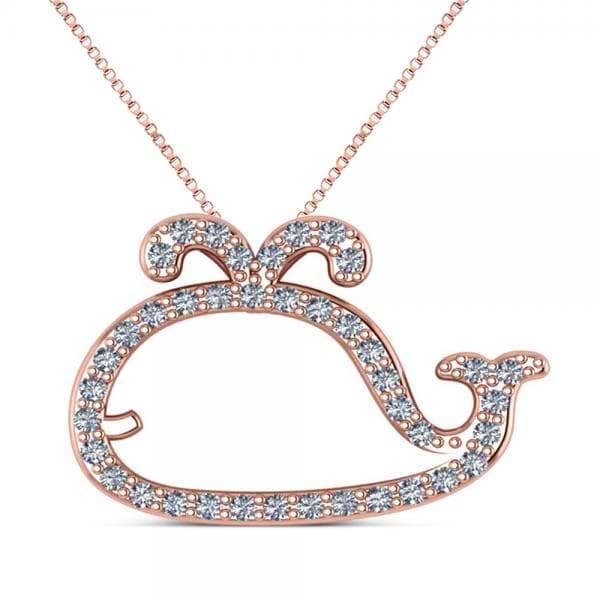 Diamond Nautical Whale Pendant Necklace in 14k Rose Gold (0.20ct)