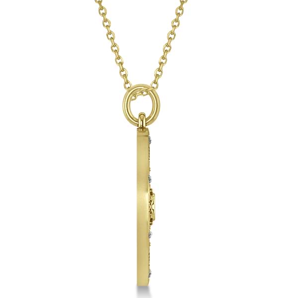 Compass Necklace Pendant Diamond Accented 14k Yellow Gold (0.19ct)