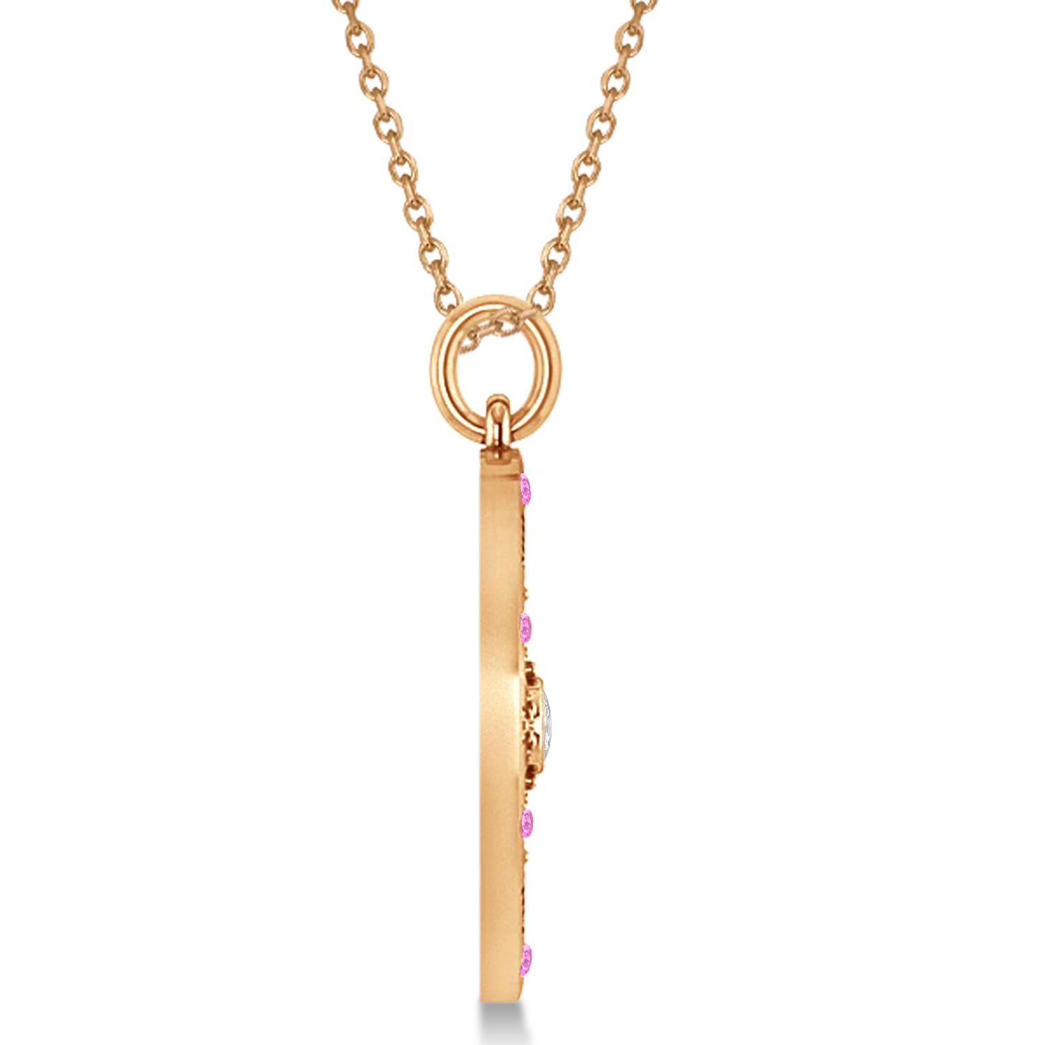Compass Pendant Pink Sapphire & Diamond Accented 18k Rose Gold (0.19ct)