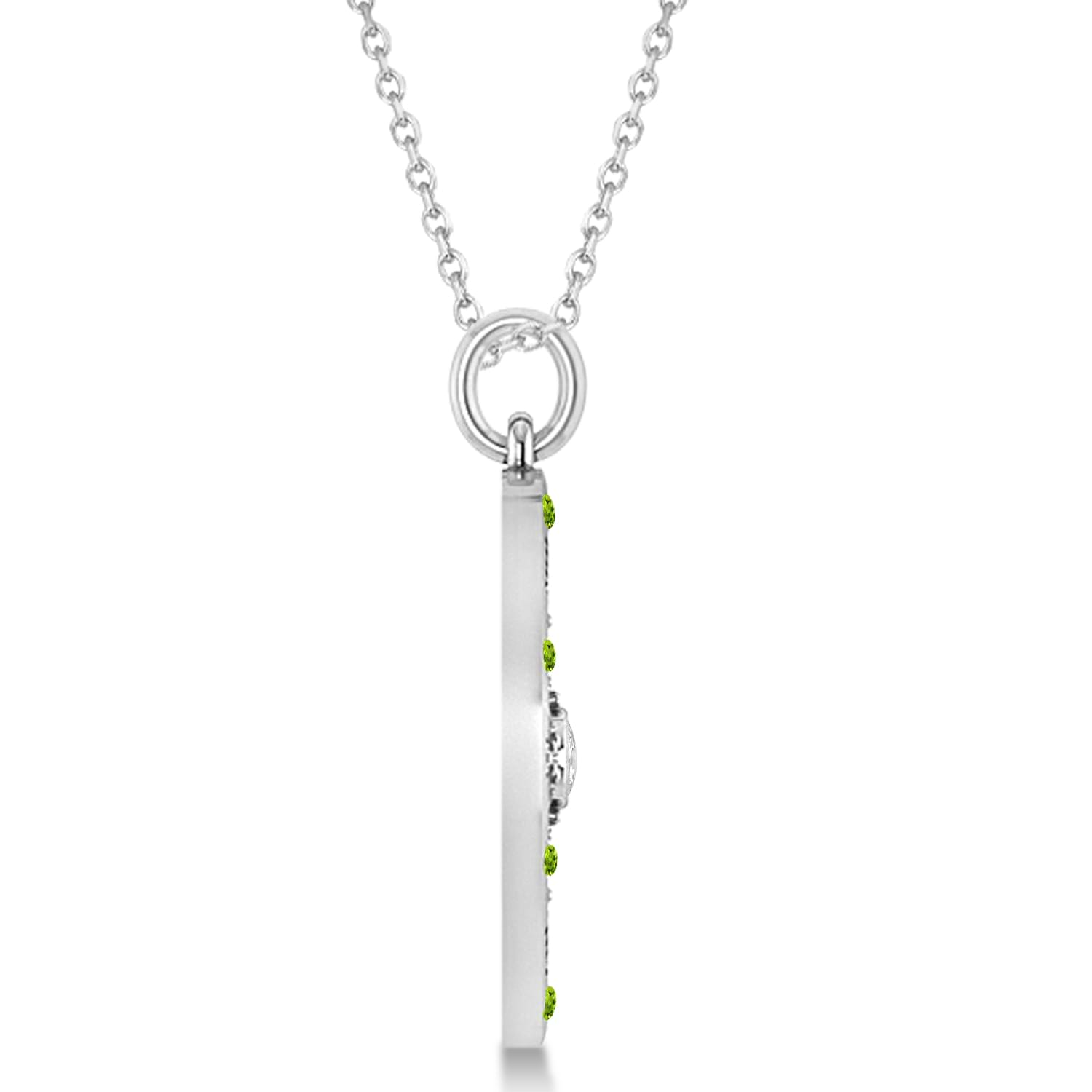 Compass Pendant Peridot & Diamond Accented 14k White Gold (0.19ct)