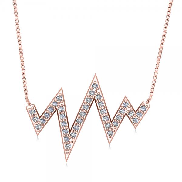 Diamond Heartbeat Vital Sign Pendant Necklace 14k Rose Gold (0.36ct)