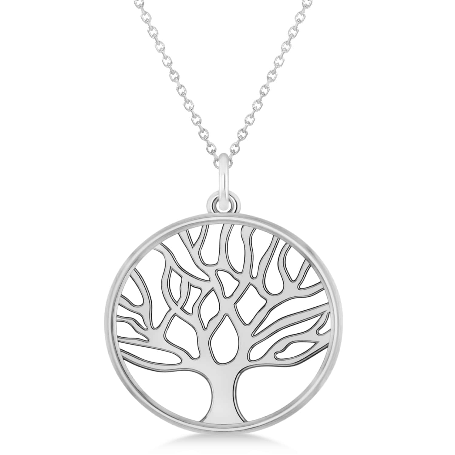 Family Tree of Life Pendant Necklace 14k White Gold