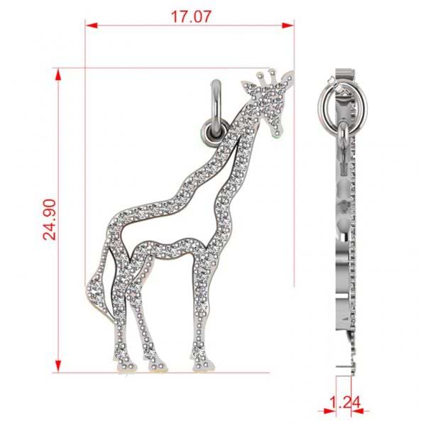 Diamond Giraffe Pendant Necklace 14k White Gold (0.26ct)
