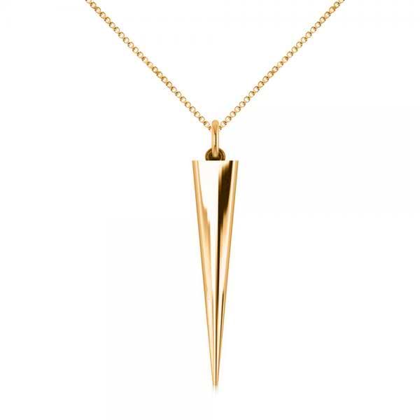 Spike Pendant Necklace in Plain Metal 14k Yellow Gold