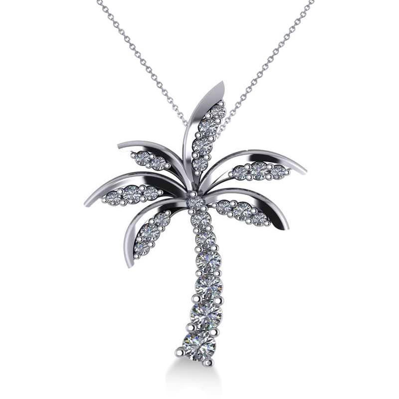 1/2 Ctw Round Cut Diamond Palm Tree Pendant in 14K White Gol | Becker's  Jewelers | Burlington, IA