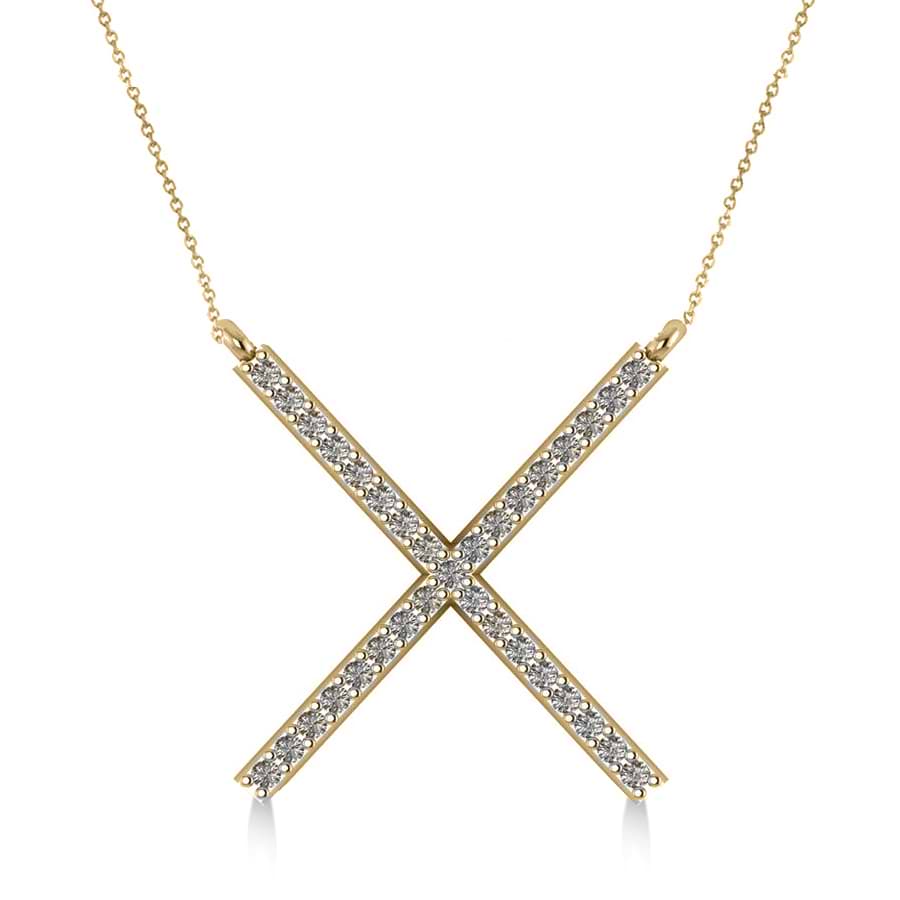 Diamond X Shaped Pendant Necklace in 14k Yellow Gold (0.33ct)
