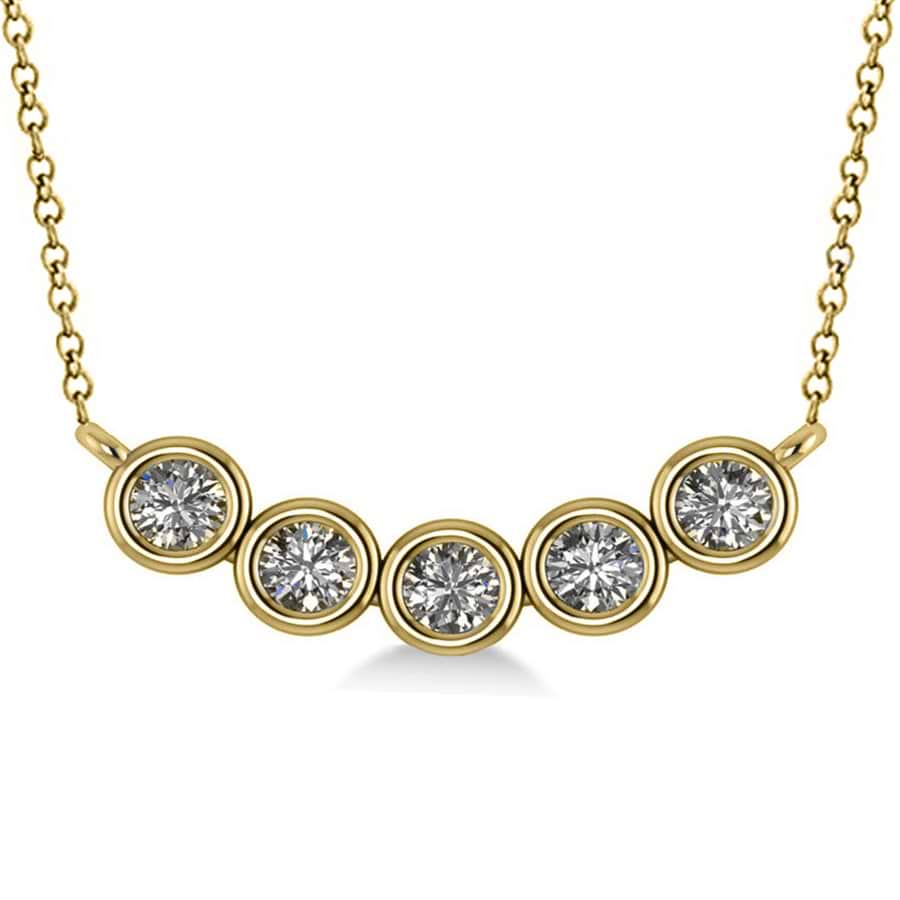 18ct White Gold Round Brilliant 0.60ct Diamond Fancy Bar Necklace