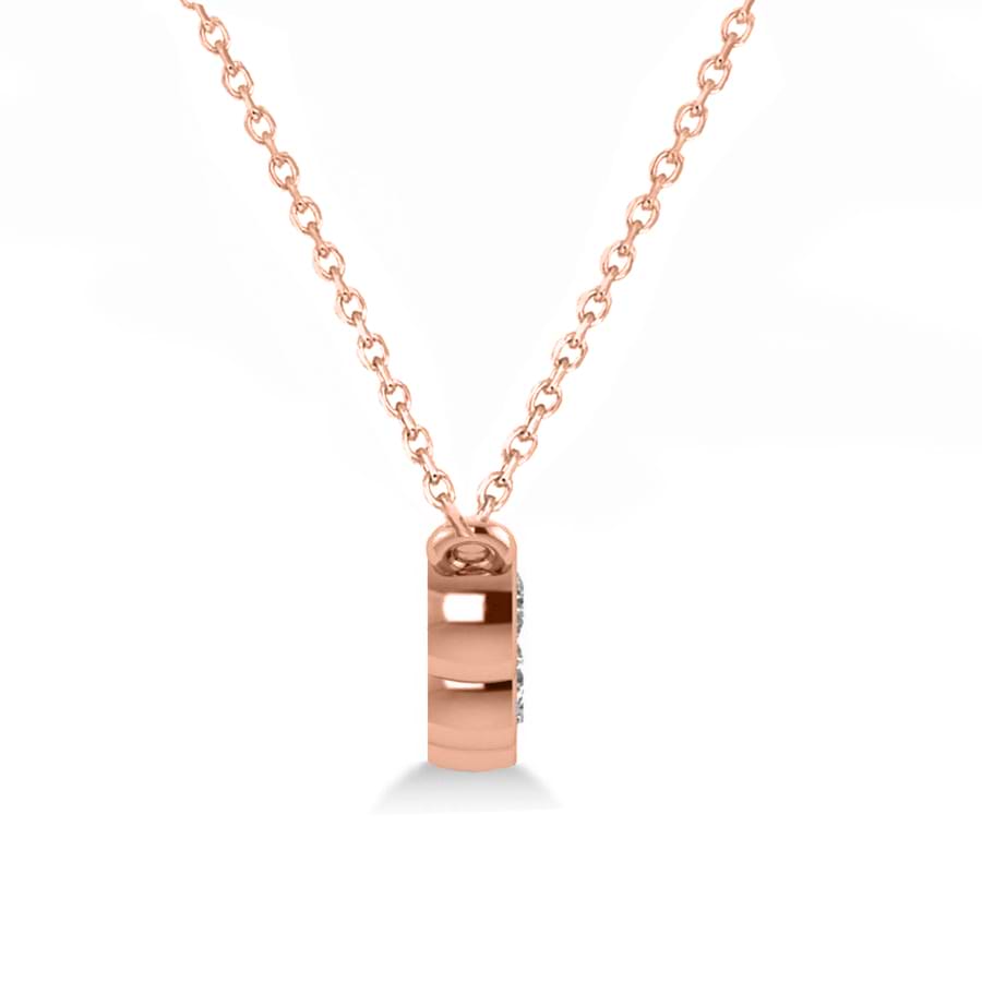 Diamond & Blue Sapphire 5-Stone Pendant Necklace 14k Rose Gold 1.00ct