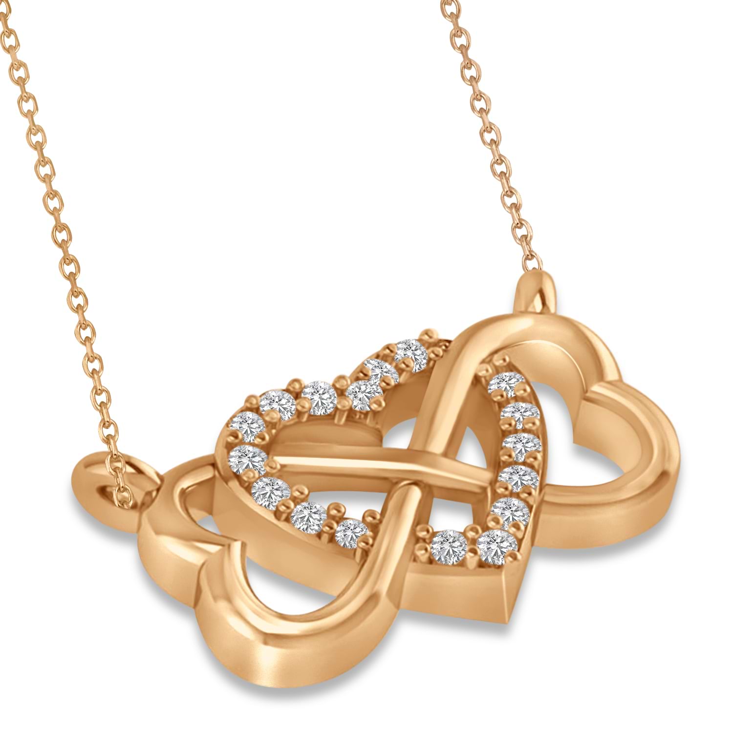 Infinity & Heart Diamond Pendant Necklace 14k Rose Gold (0.09ct)