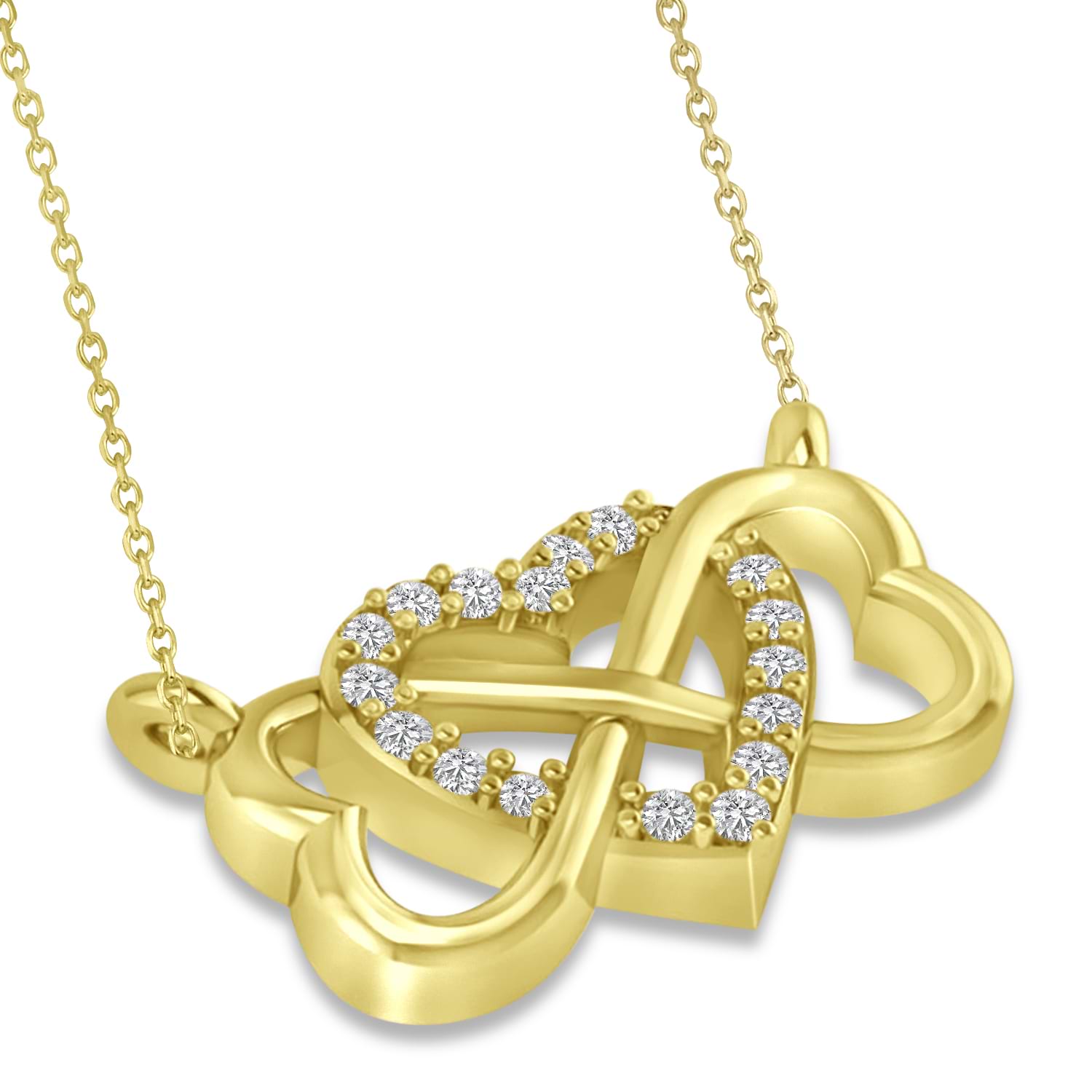 Infinity & Heart Diamond Pendant Necklace 14k Yellow Gold (0.09ct)