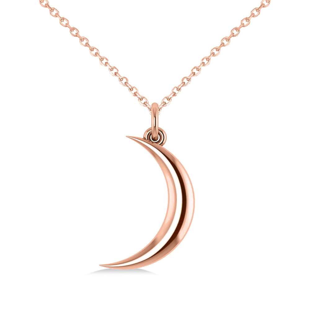 Crescent Moon Pendant Necklace 14K Rose Gold