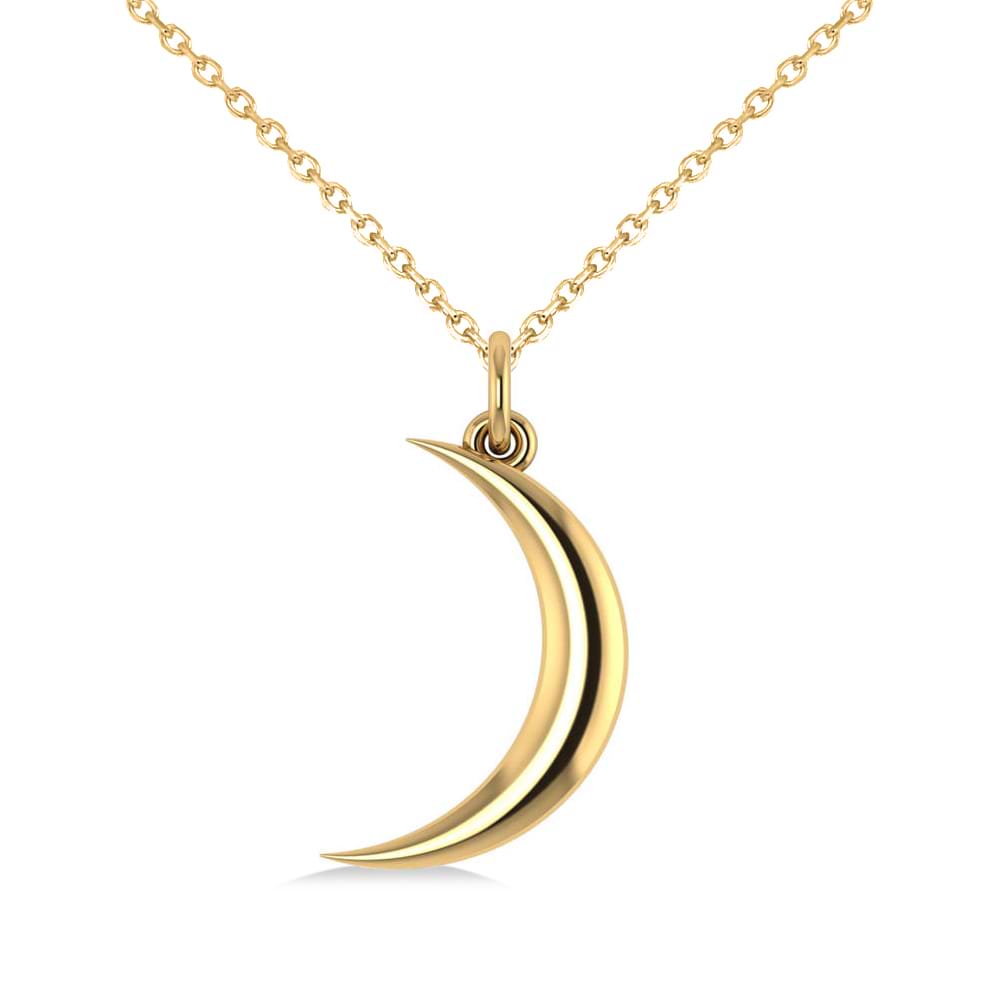 Crescent Moon Pendant Necklace 14K Yellow Gold