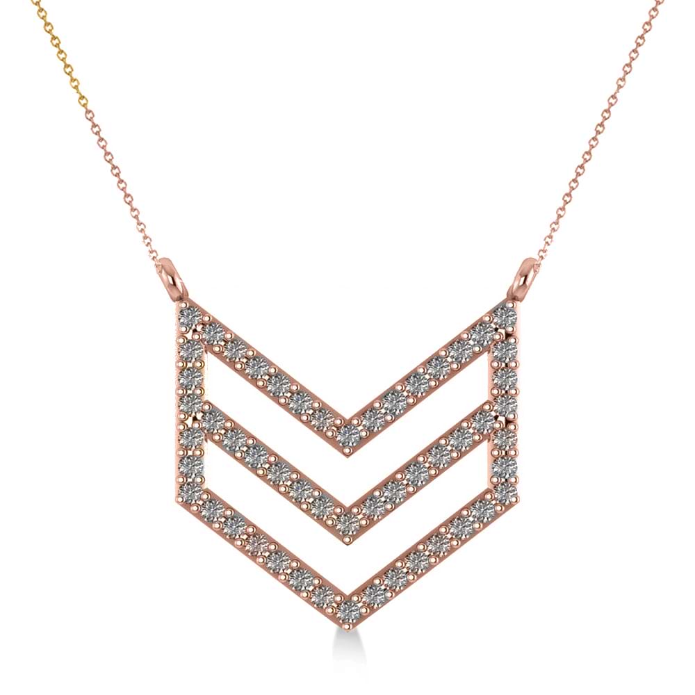 Diamond Chevron Trapeze Pendant Necklace 14k Rose Gold (0.53ct)