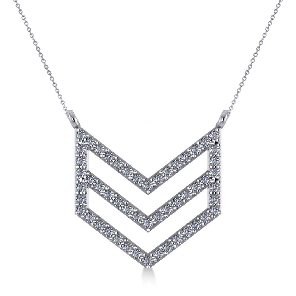 Diamond Chevron Trapeze Pendant Necklace 14k White Gold (0.53ct)