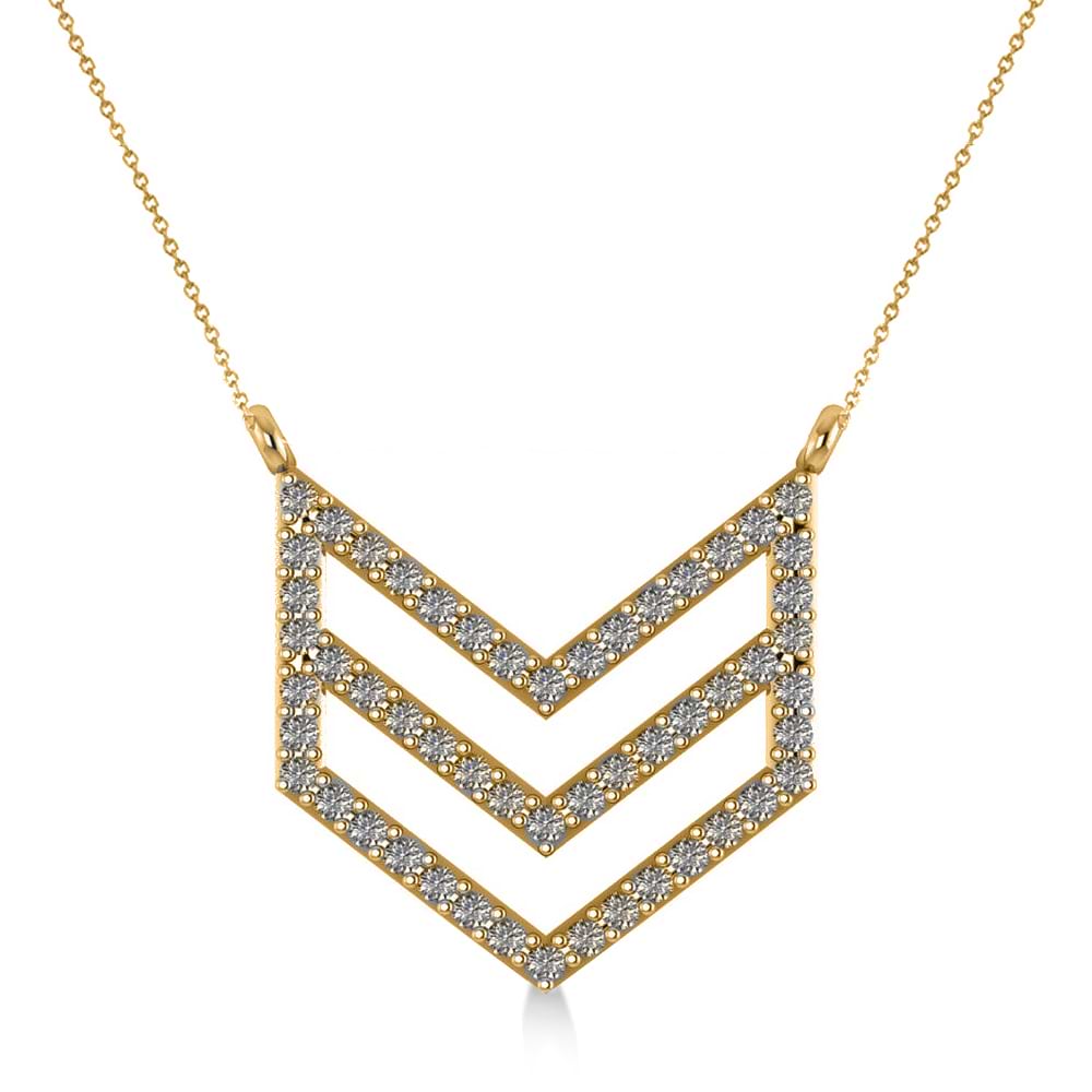 Diamond Chevron Trapeze Pendant Necklace 14k Yellow Gold (0.53ct)