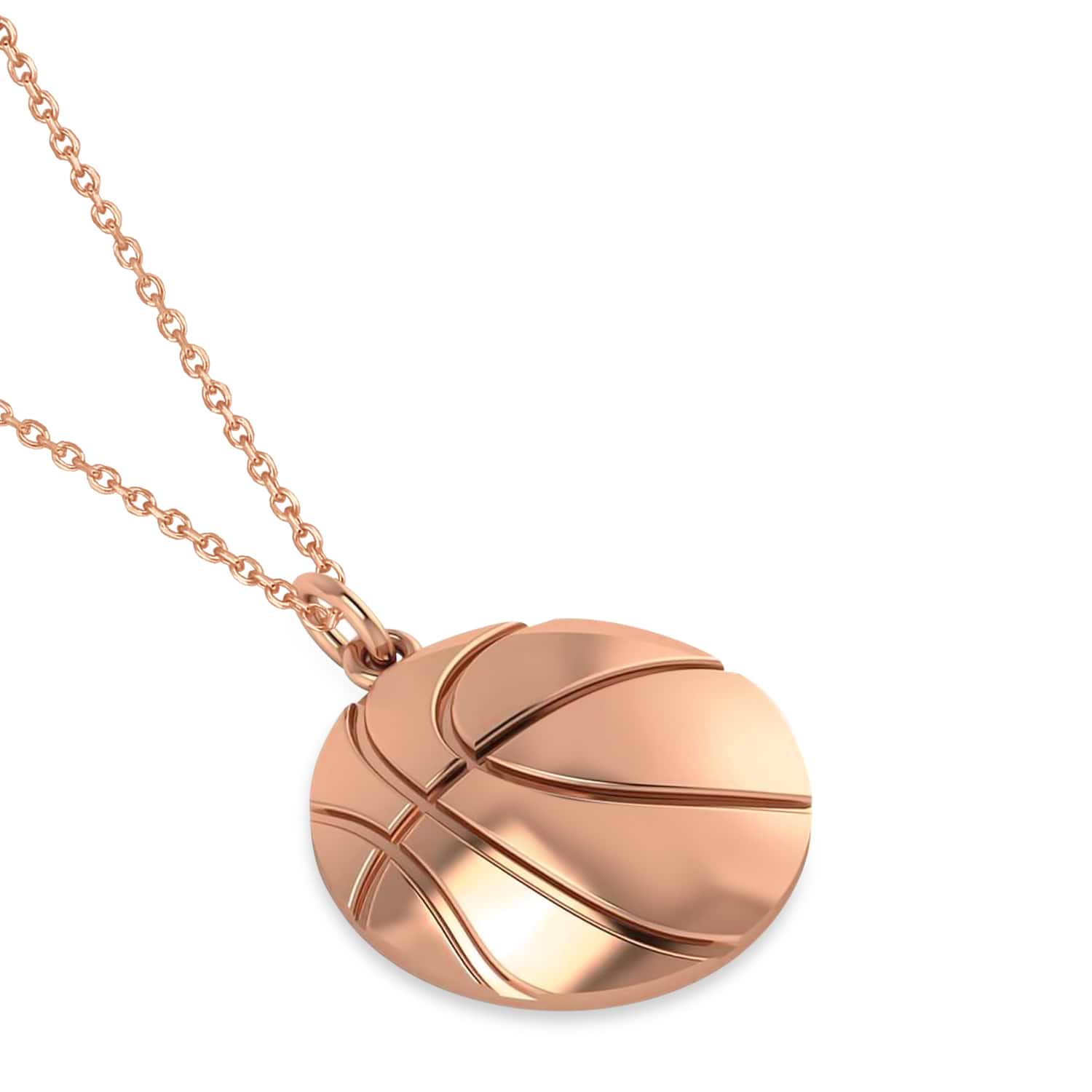 Basketball Charm Men's Pendant Necklace 14K Rose Gold