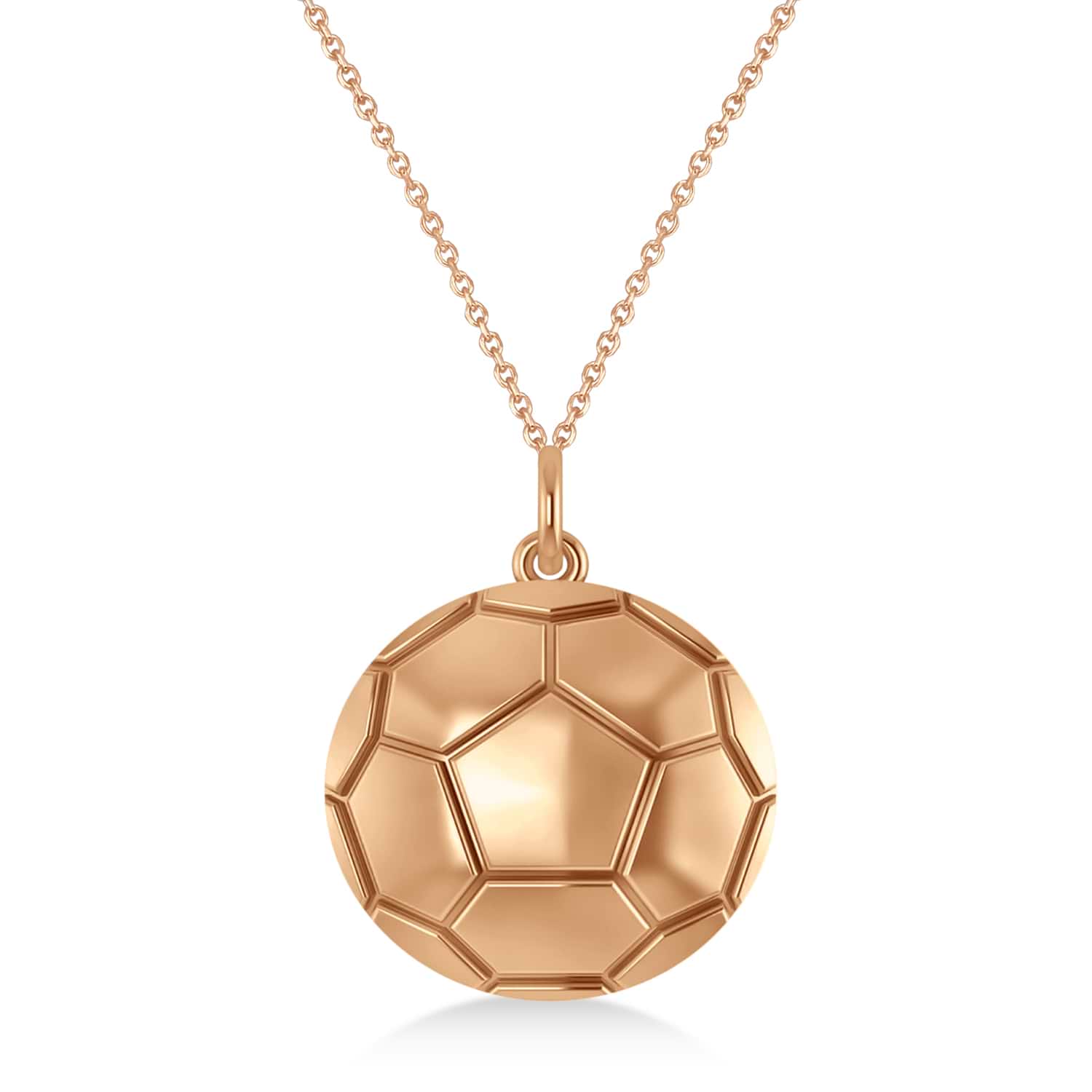 Soccer Ball Charm Men's Pendant Necklace 14K Rose Gold