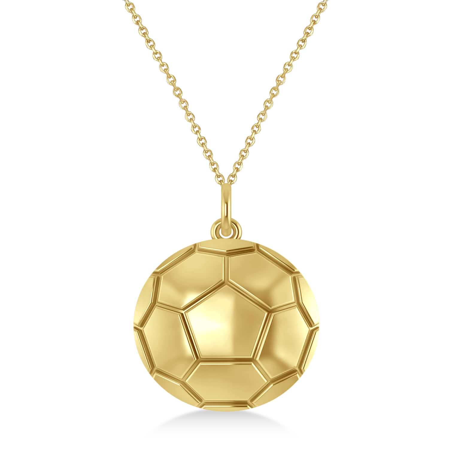 Soccer Ball Charm Men's Pendant Necklace 14K Yellow Gold
