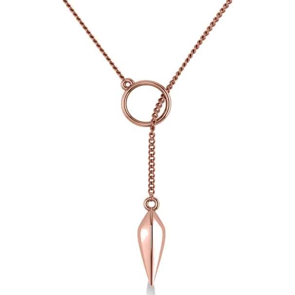 Circle & Free Form Lariat Pendant Necklace in 14k Rose Gold