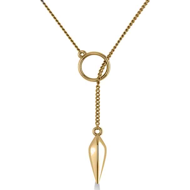 Circle & Free Form Lariat Pendant Necklace in 14k Yellow Gold