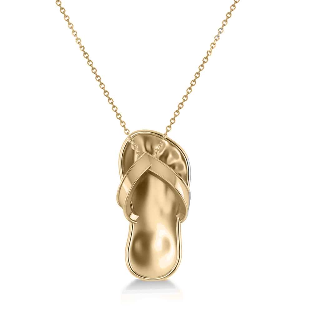 Summer Flip-Flop Pendant Necklace in 14k Yellow Gold