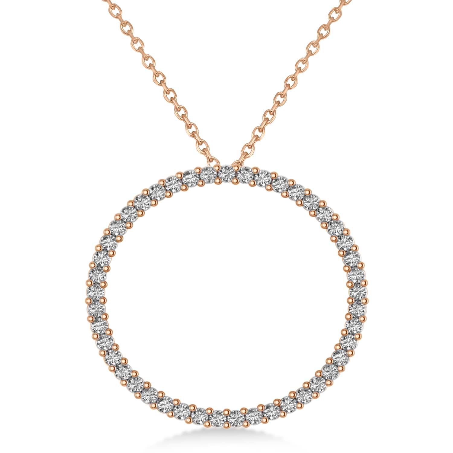Diamond Circle of Life Charm Pendant Necklace 14k Rose Gold (0.68ct)