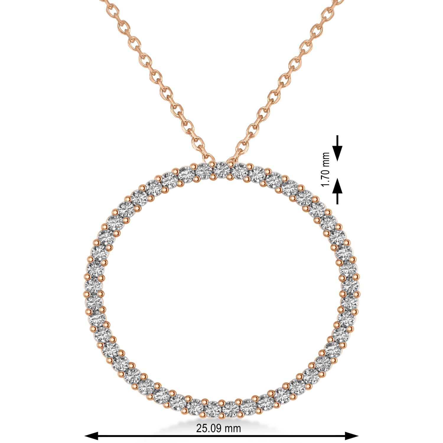 Moissanite Circle of Life Charm Pendant Necklace 14k Rose Gold (0.68ct)