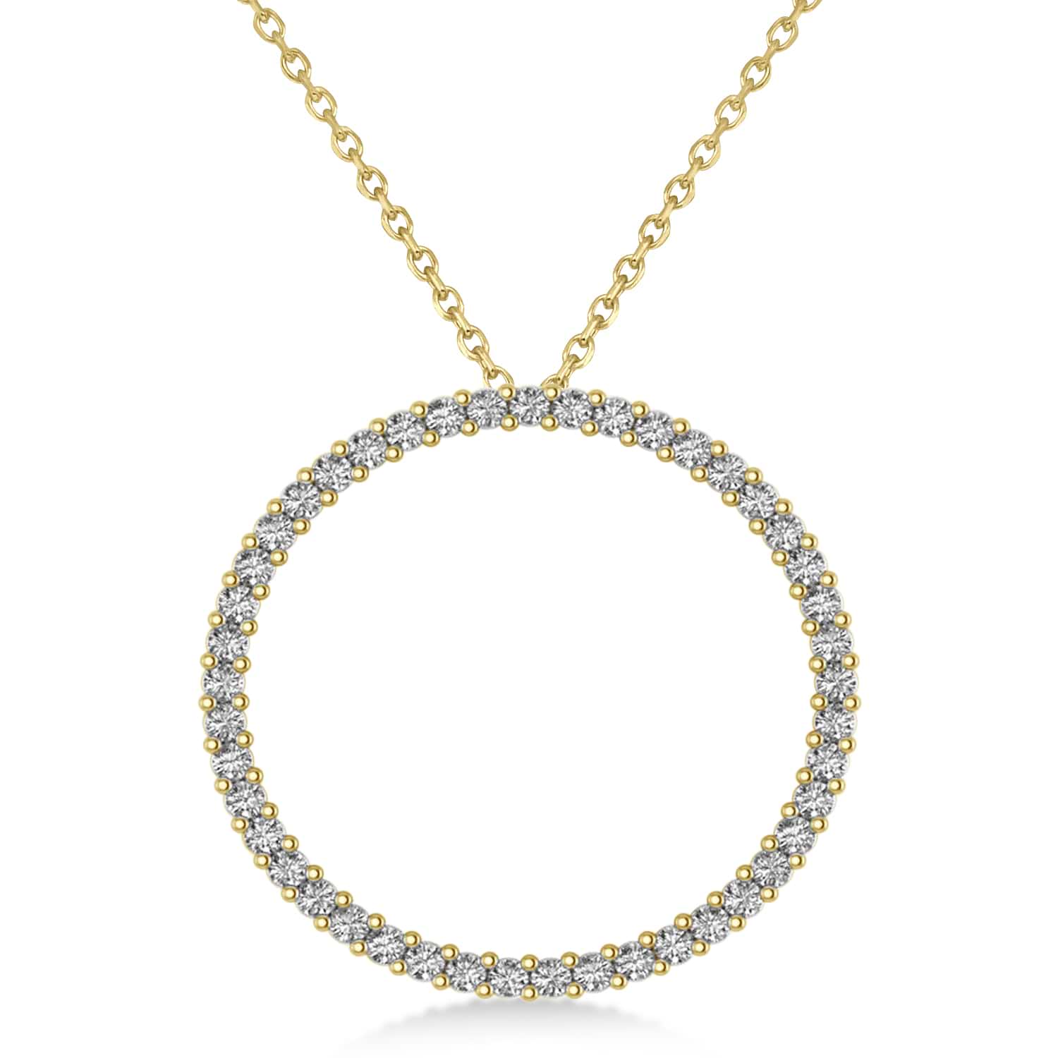 Moissanite Circle of Life Charm Pendant Necklace 14k Yellow Gold (0.68ct)