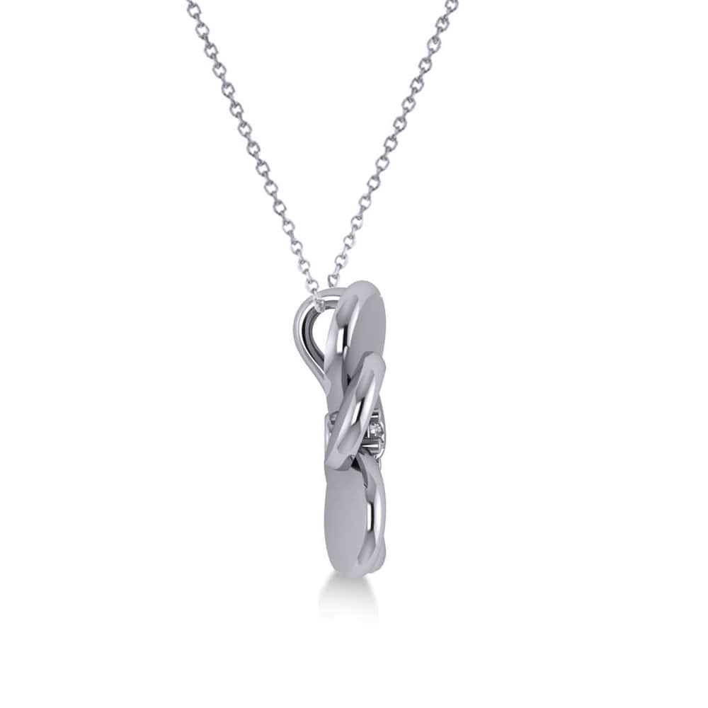 Diamond Flower Charm Pendant Necklace 14k White Gold (0.03ct) - AD2046