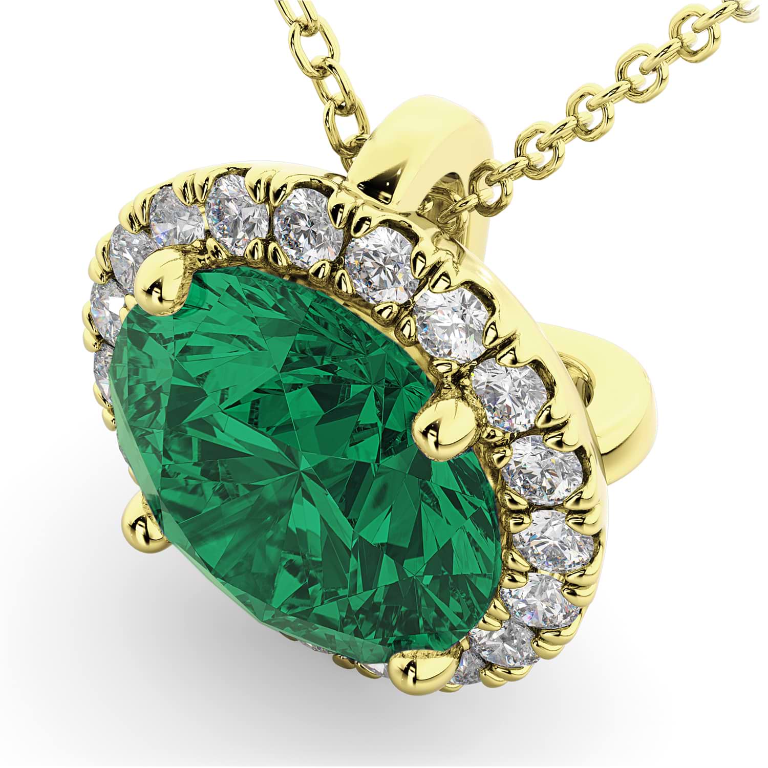 Halo Lab Emerald & Diamond Pendant Necklace 14k Yellow Gold (2.79ct)