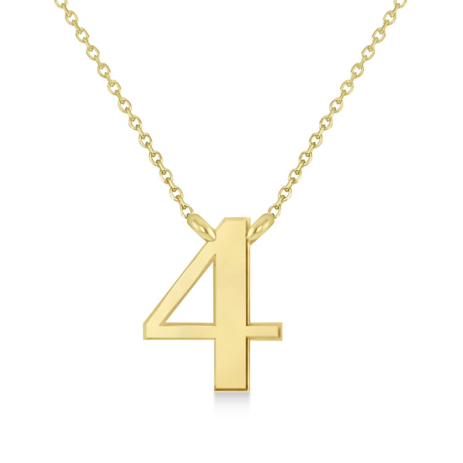 Personalized Plain Text Number Pendant Necklace 14k Yellow Gold