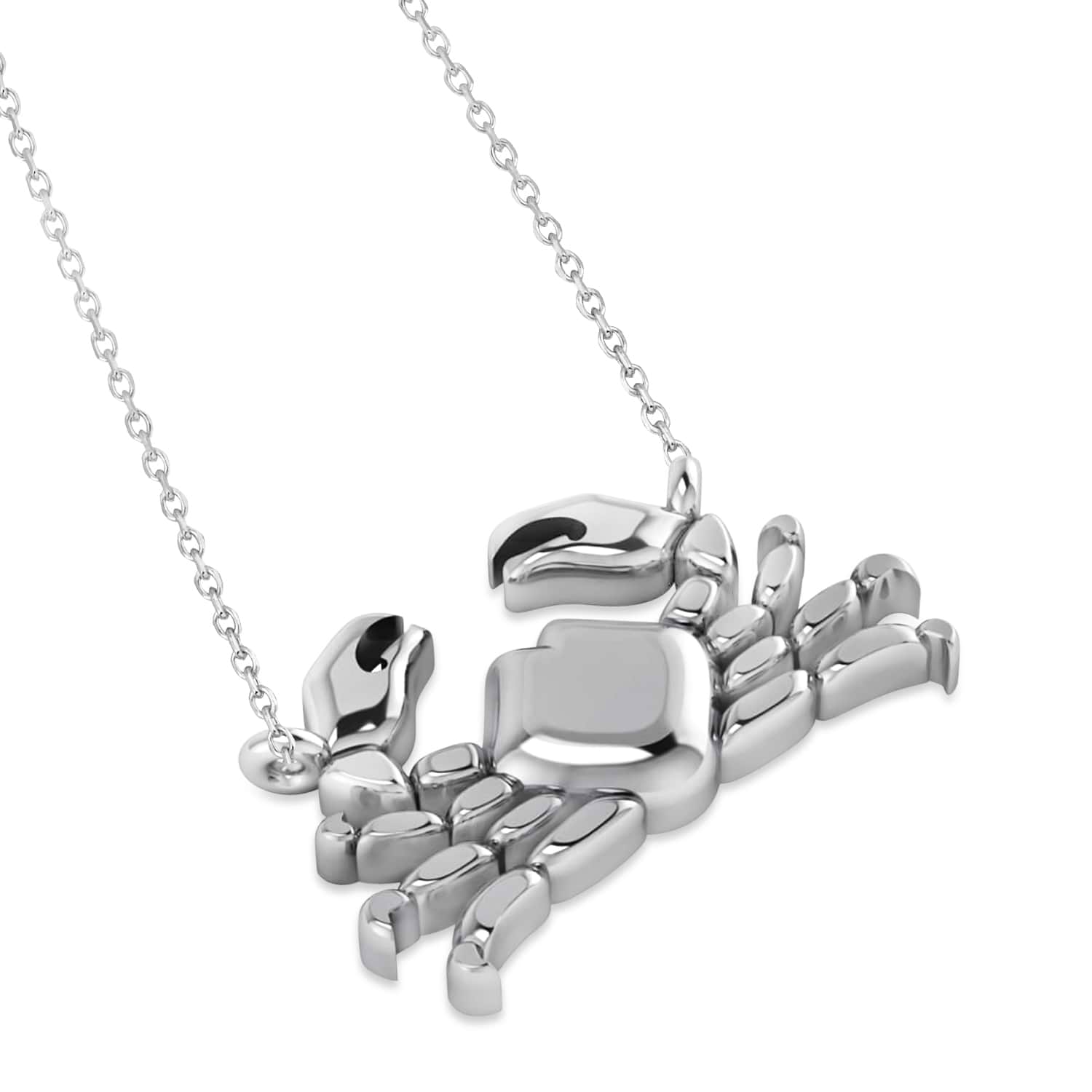 Island Crab Pendant Necklace 14K White Gold