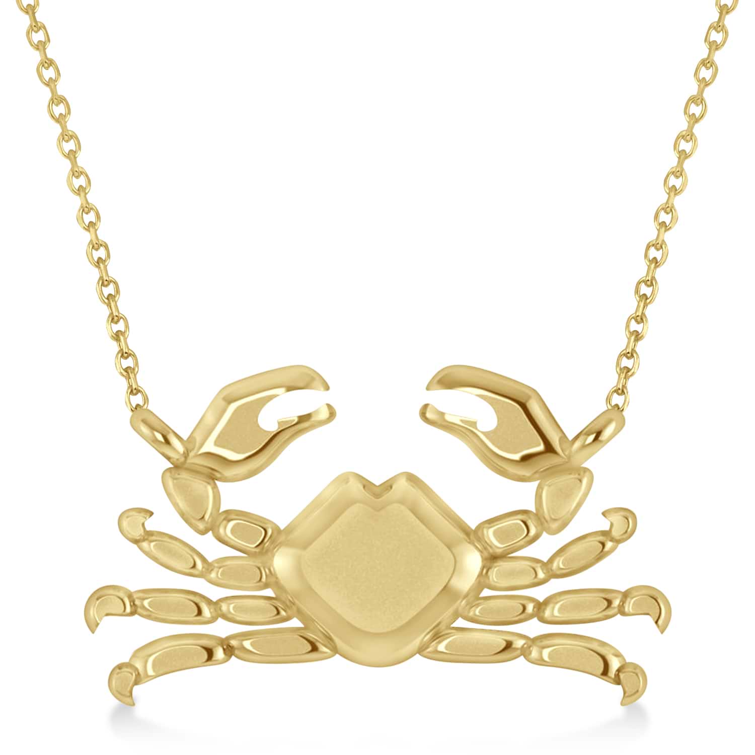 Island Crab Pendant Necklace 14K Yellow Gold