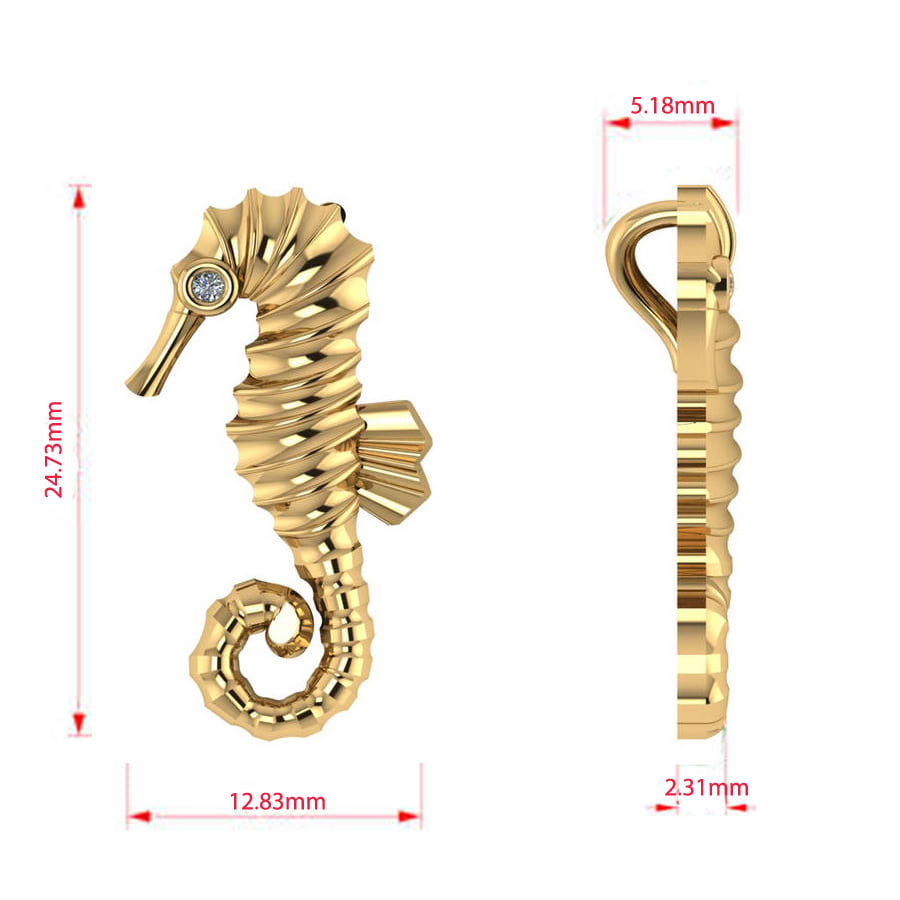 Diamond Summertime Seahorse Pendant Necklace 14k Yellow Gold (0.01ct)