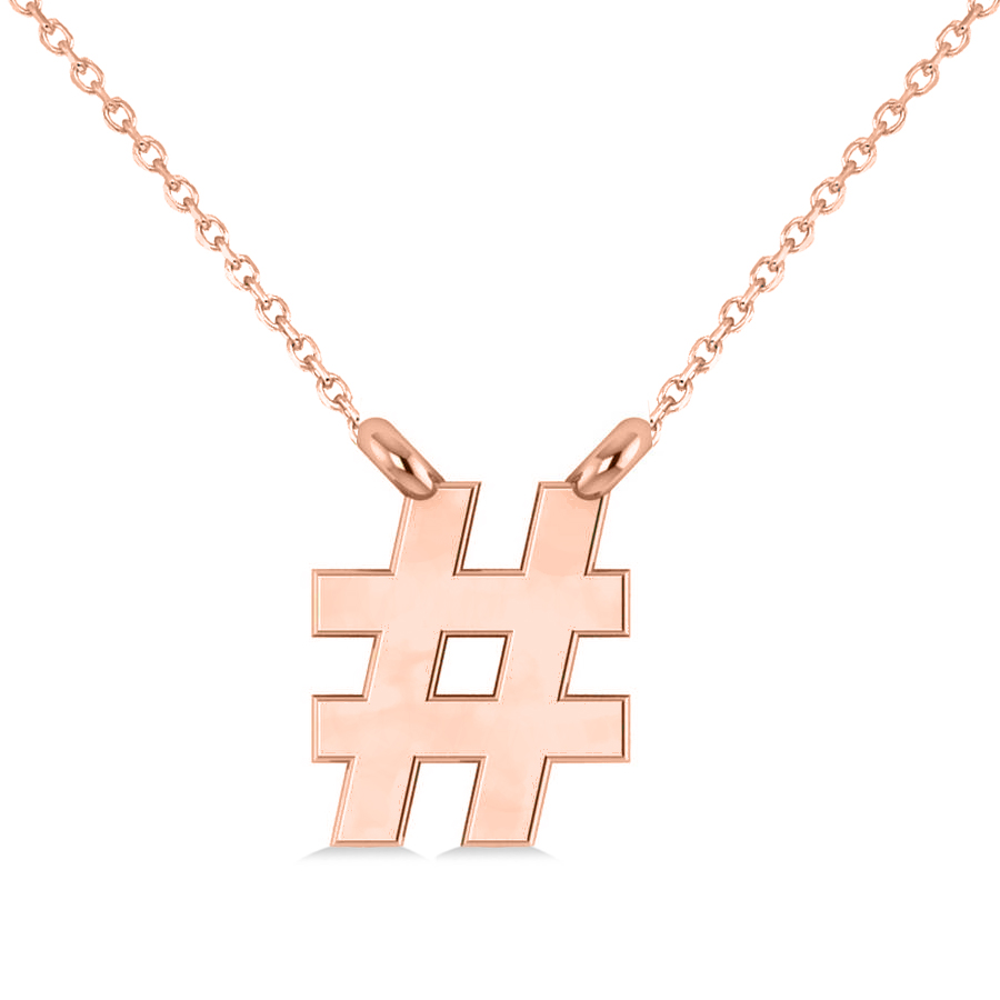 Hashtag Pendant Necklace 14K Rose Gold