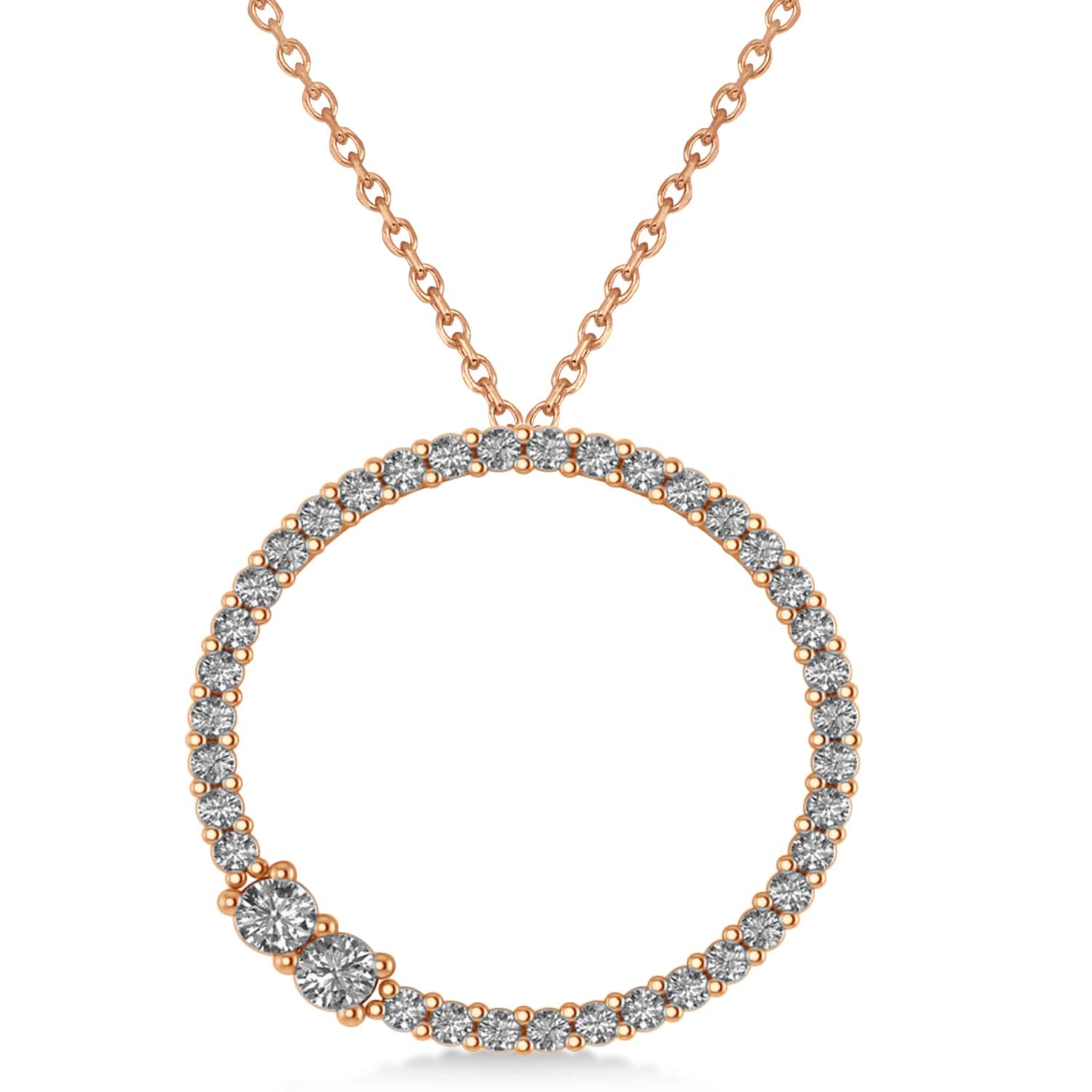 Diamond Locked Circle Life Pendant Necklace 14k Rose Gold 0.46ct - AZ18945