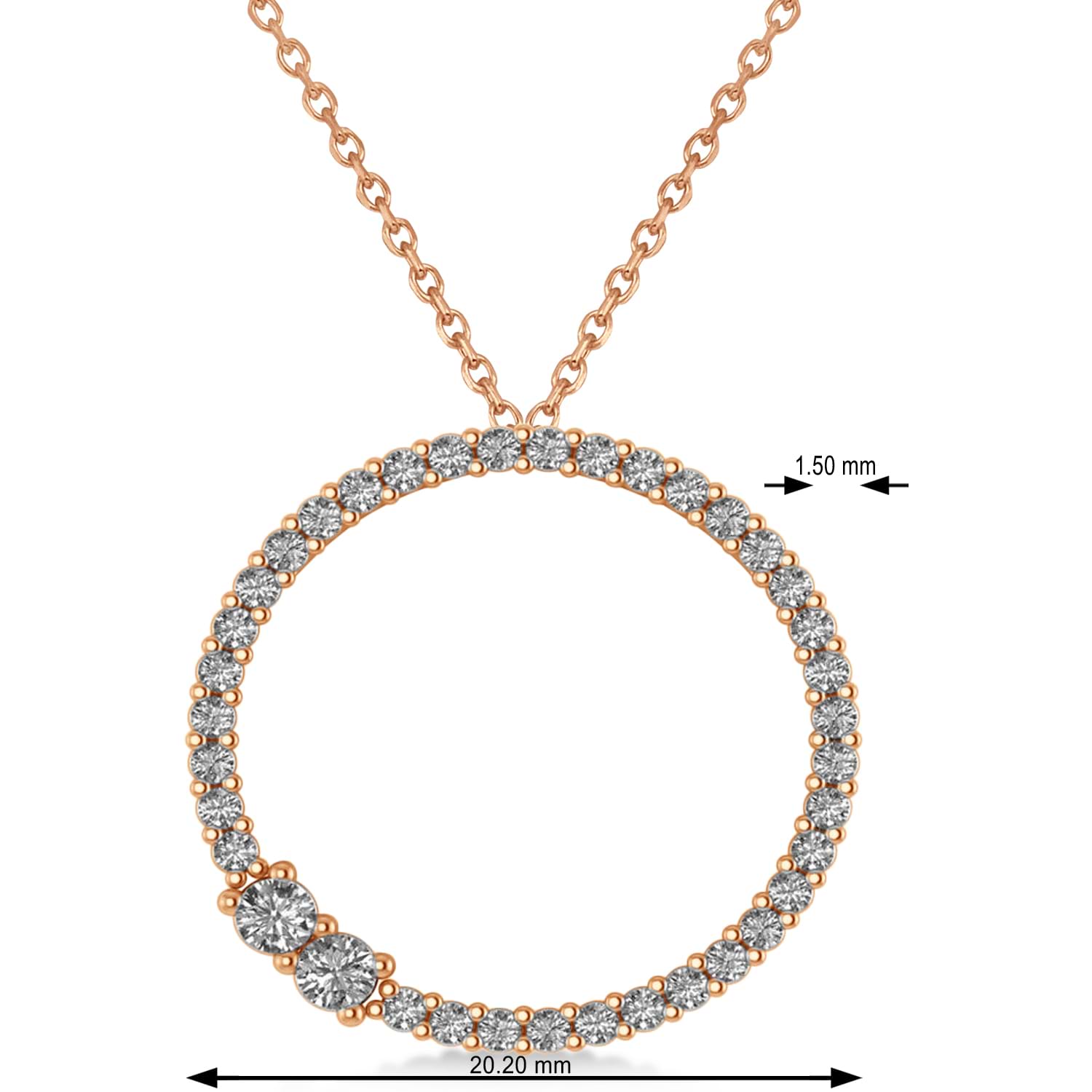 Moissanite Locked Circle of Life Pendant Necklace 14k Rose Gold (0.46ct)