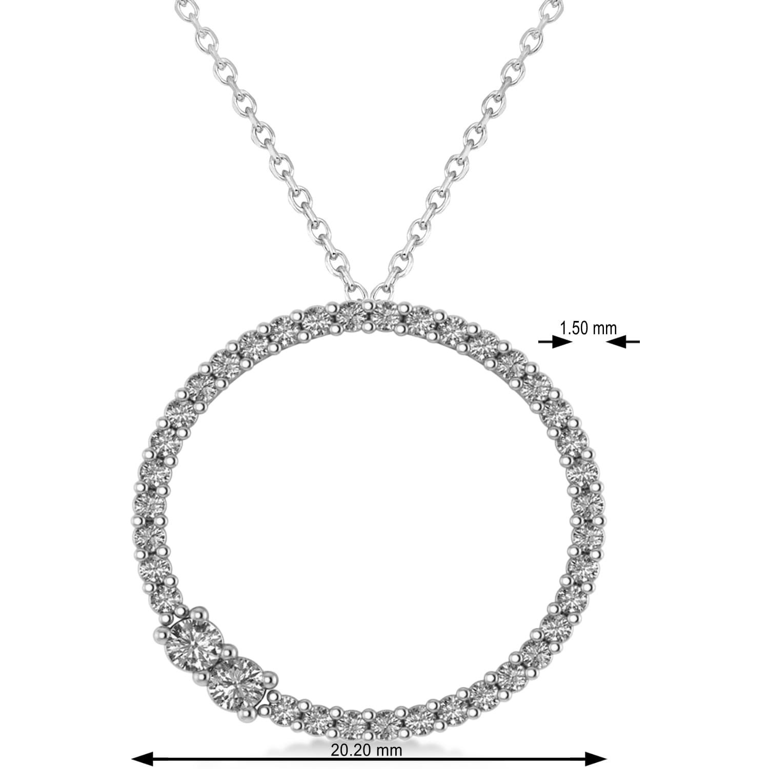 Moissanite Locked Circle of Life Pendant Necklace 14k White Gold (0.46ct)