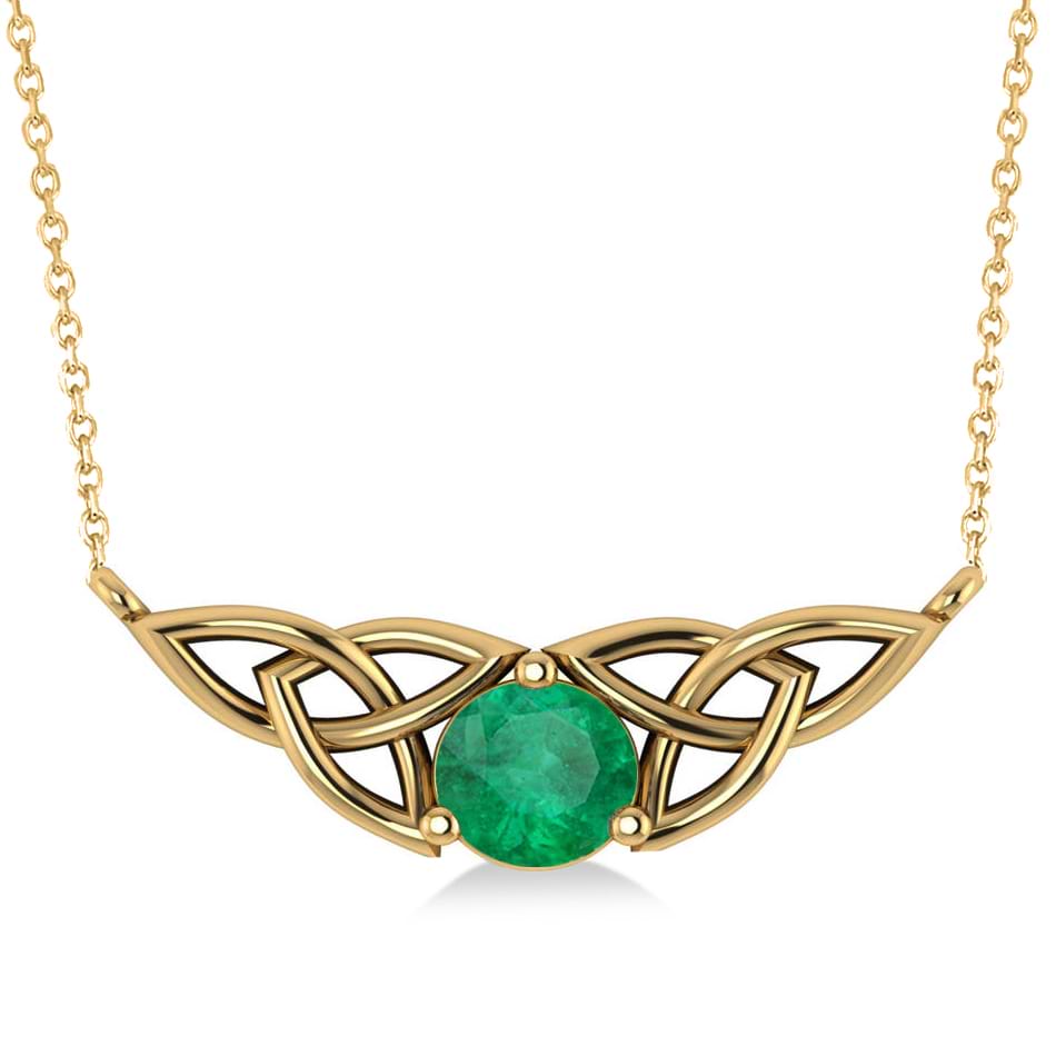 Irish Necklace | 14k Gold Diamond and Emerald Circle Celtic Tree of Life  Pendant at IrishShop.com | IJSV46785