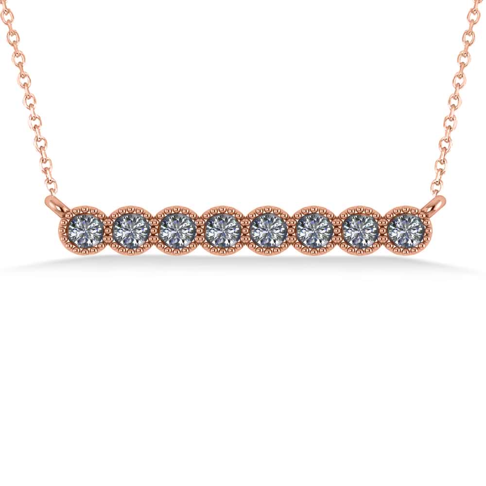 Diamond Bar Bezel Set Pendant Necklace 14k Rose Gold (0.40ct)