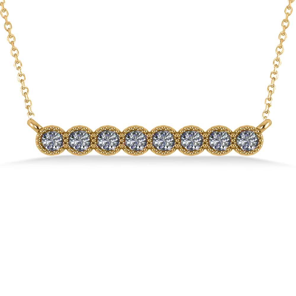 Diamond Bar Bezel Set Pendant Necklace 14k Yellow Gold (0.40ct)