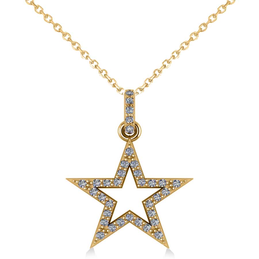 Star Shaped Diamond Pendant Necklace 14k Yellow Gold (0.36ct)