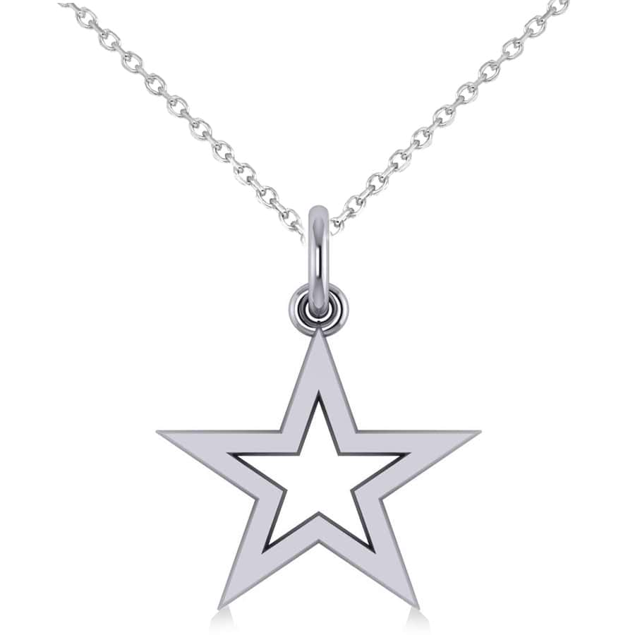 Star Shaped Pendant Necklace 14k White Gold