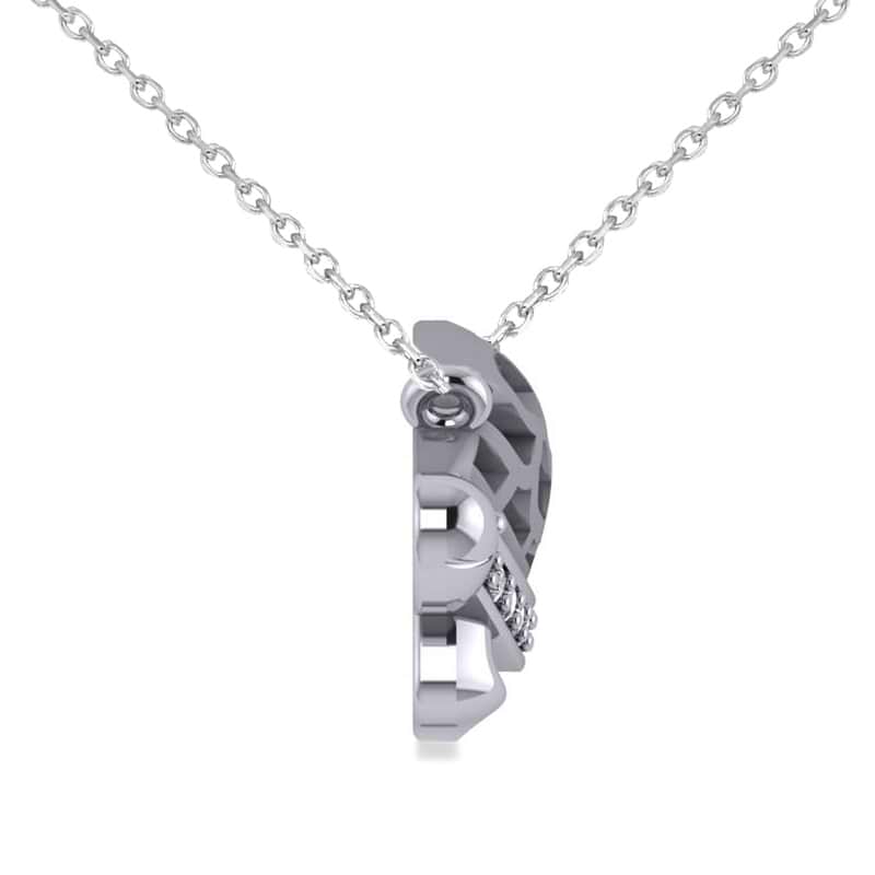 Turtle Diamond Accented Pendant Necklace 14k White Gold (0.14ct)