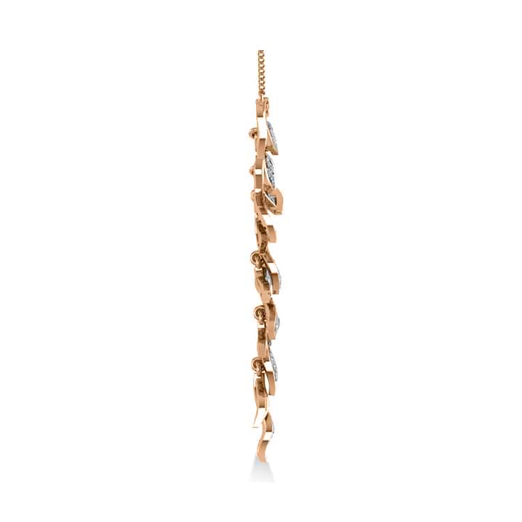 Diamond Vine Leaf Pendant Necklace 14k Rose Gold (0.60ct)