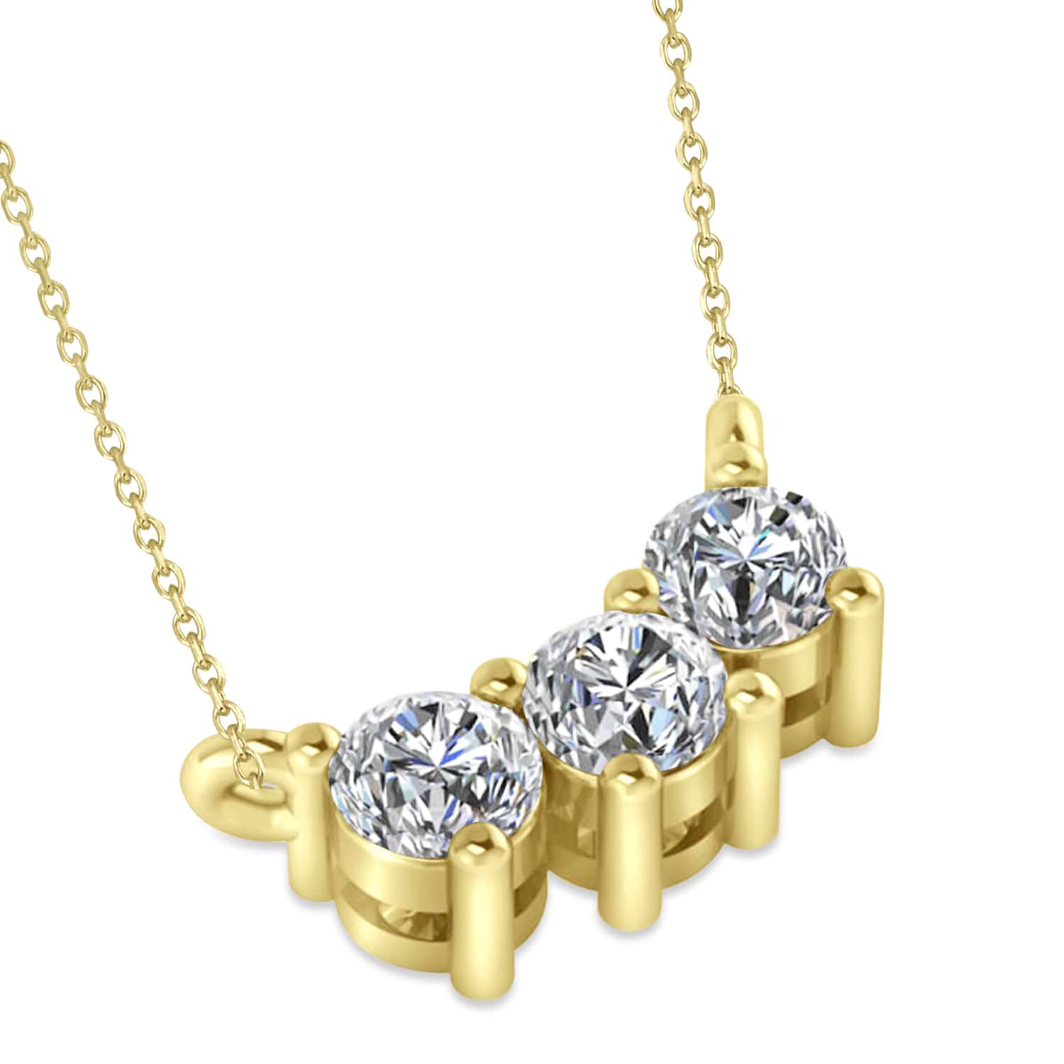 Three Stone Diamond Pendant Necklace 14k Yellow Gold (0.45ct)
