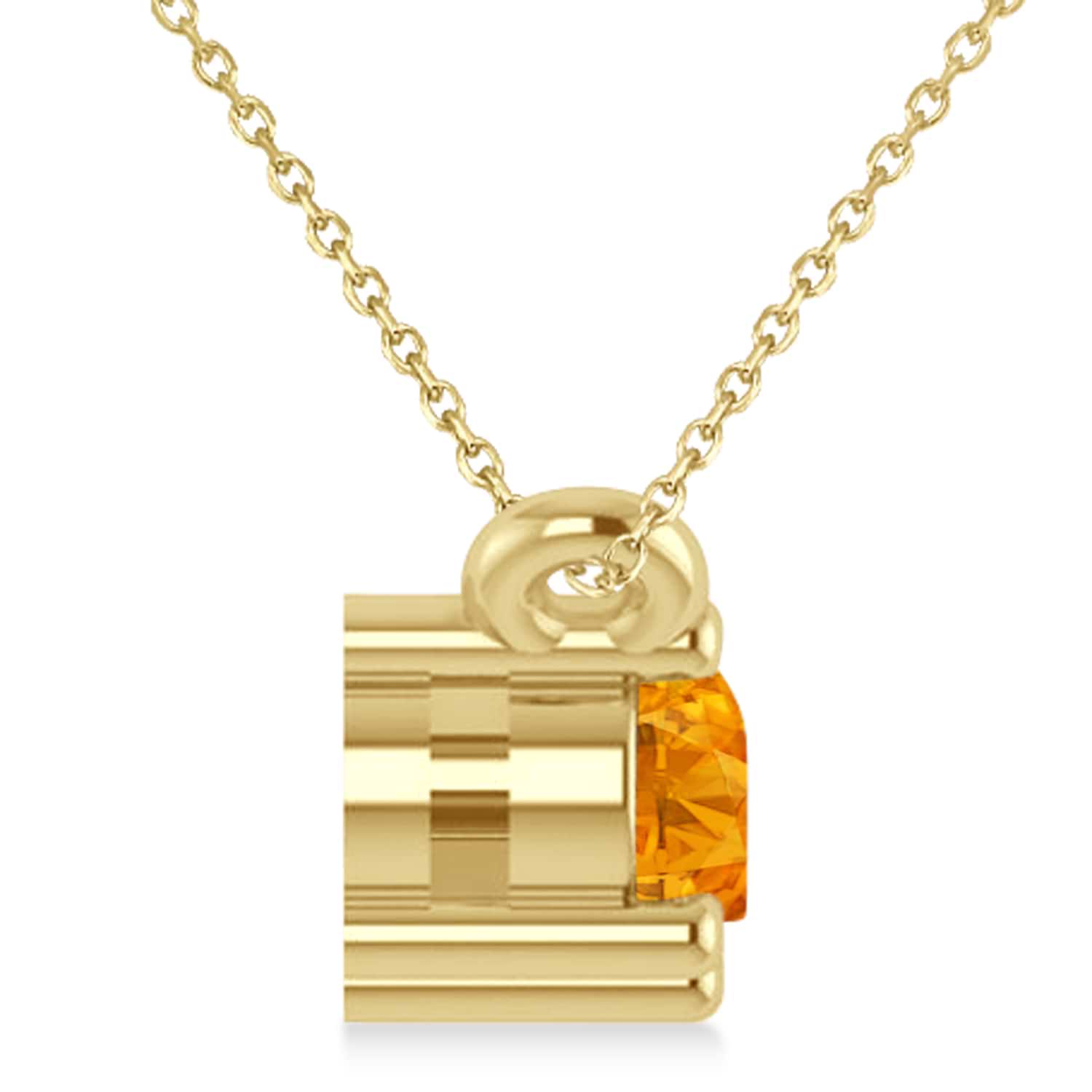 Three Stone Diamond & Citrine Pendant Necklace 14k Yellow Gold (0.45ct)