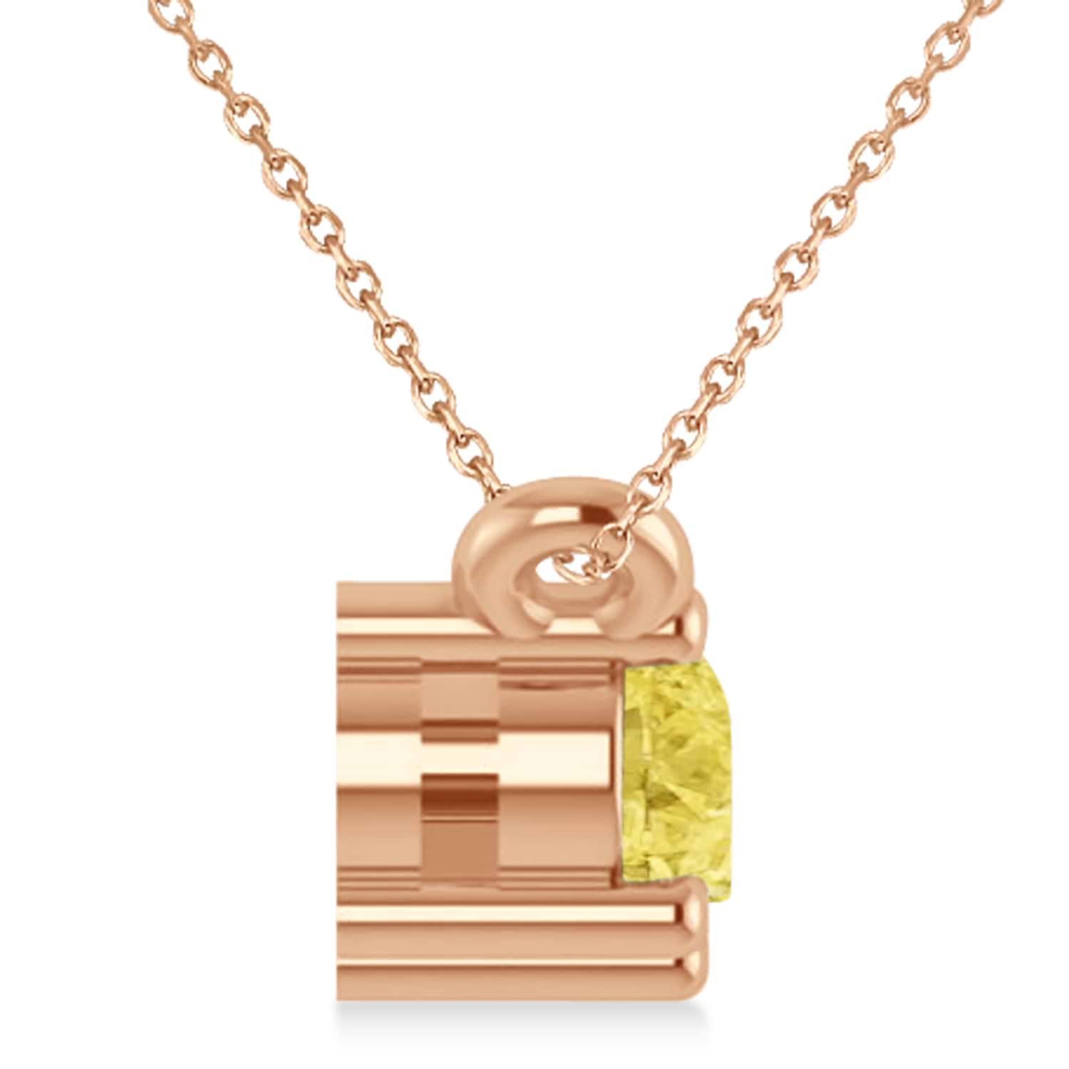 Three Stone Diamond & Yellow Diamond Pendant Necklace 14k Rose Gold (0.45ct)